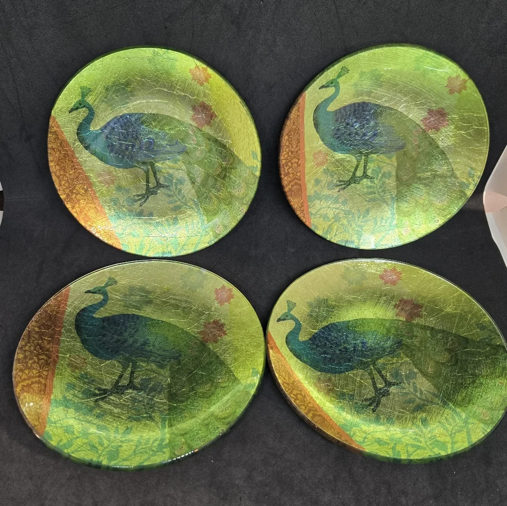Pier 1 Imports Peacock Appetizer Plate Set